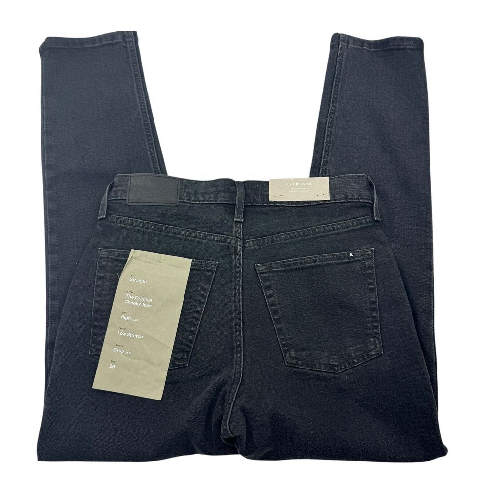 Everlane Original Cheeky Jean Womens 26 Black Straight High Rise Stretch Crop